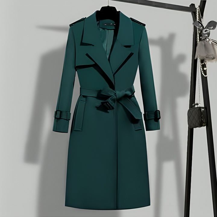 Drune | Damen-Trenchcoat mit Taillengurt & Knopfblende