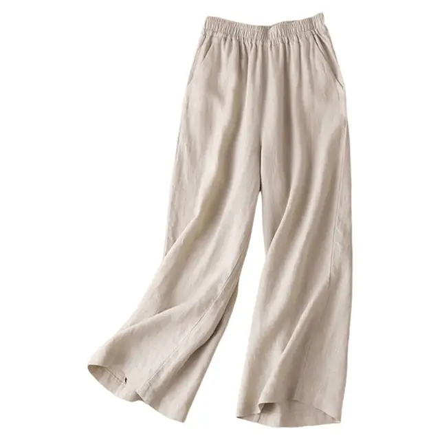 Drune | Breite Leinen Baumwollhose