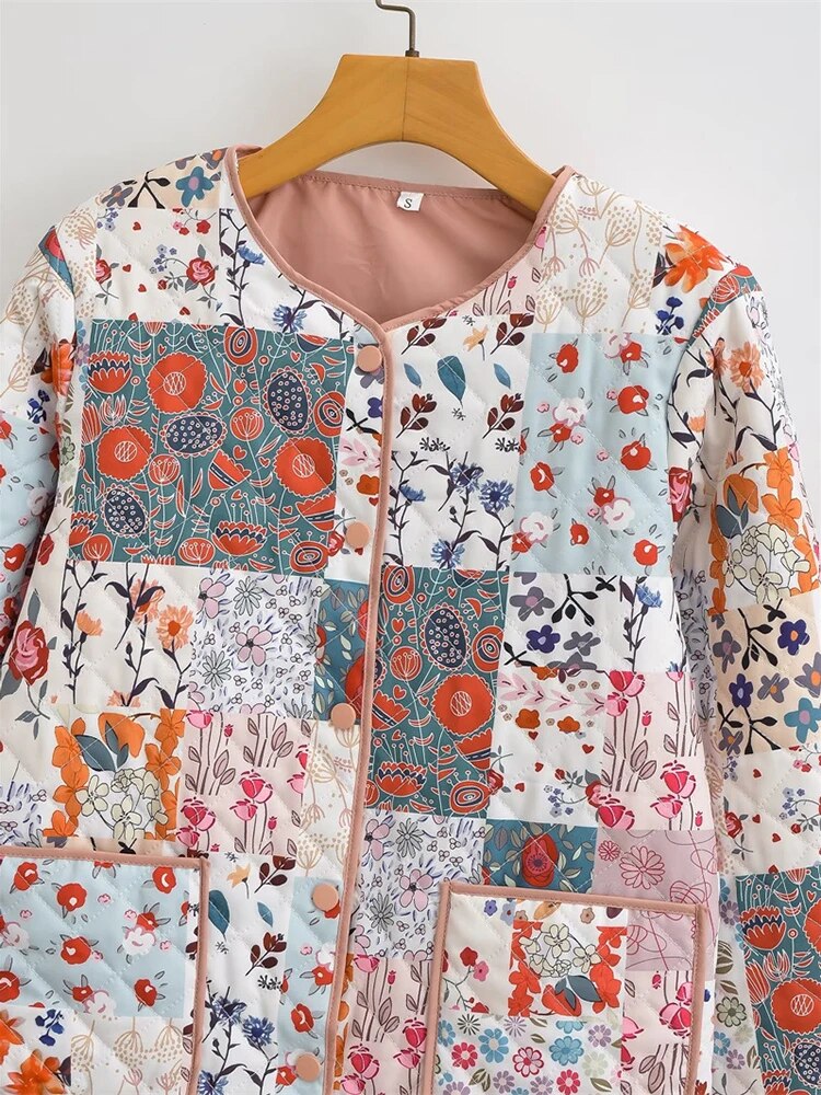 Drune | Blumen Patchwork Jacke Polyester Bunt, Gemütlich