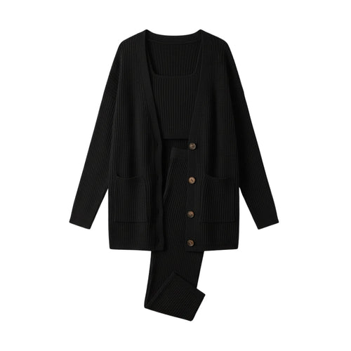 Drune | Dreiteiliges Set für Frauen: Cardigan, Weste und Hose