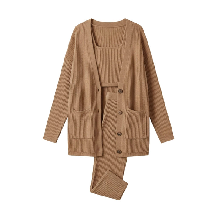 Drune | Dreiteiliges Set für Frauen: Cardigan, Weste und Hose