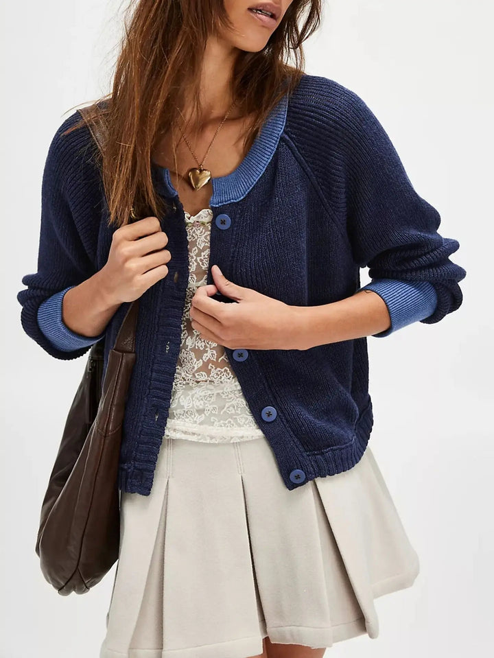 Drune | Damen Cropped Cardigan mit Knöpfen und langen Ärmeln