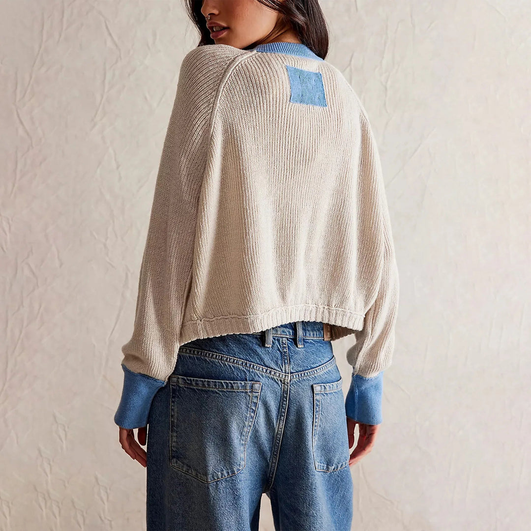 Drune | Damen Cropped Cardigan mit Knöpfen und langen Ärmeln