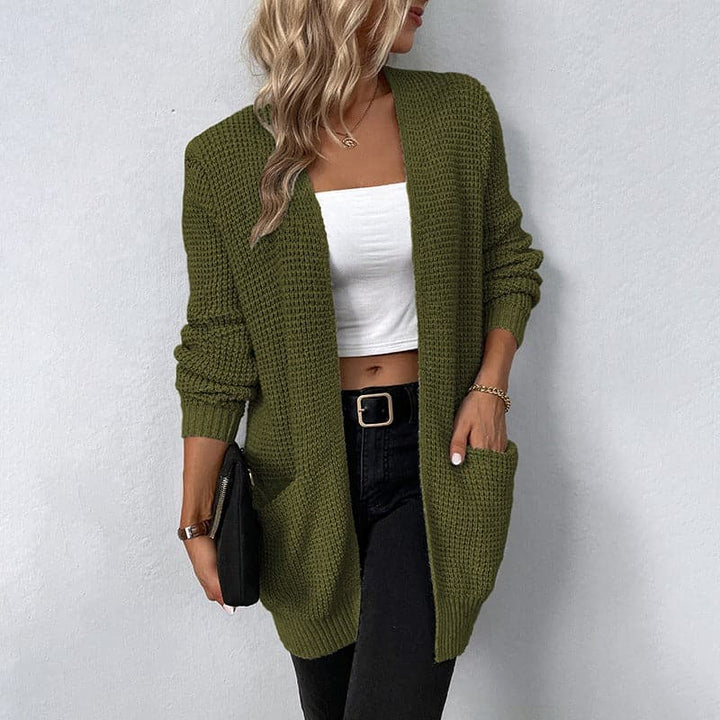Drune | Strickjacke Weicher Strick Relaxed Fit Offene Front Taschen Details