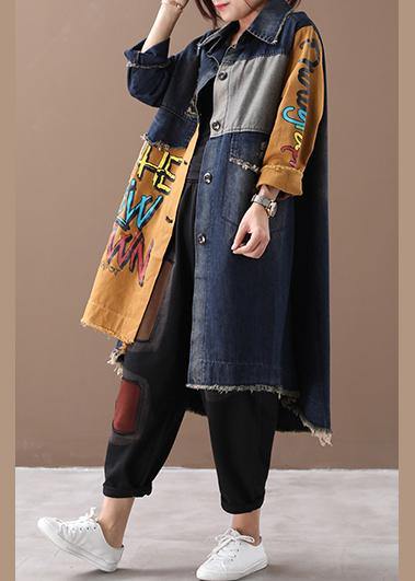 Drune | Revers Loch Feine Mäntel Frauen gelb Buchstabe Plus Size Kleidung Jacken