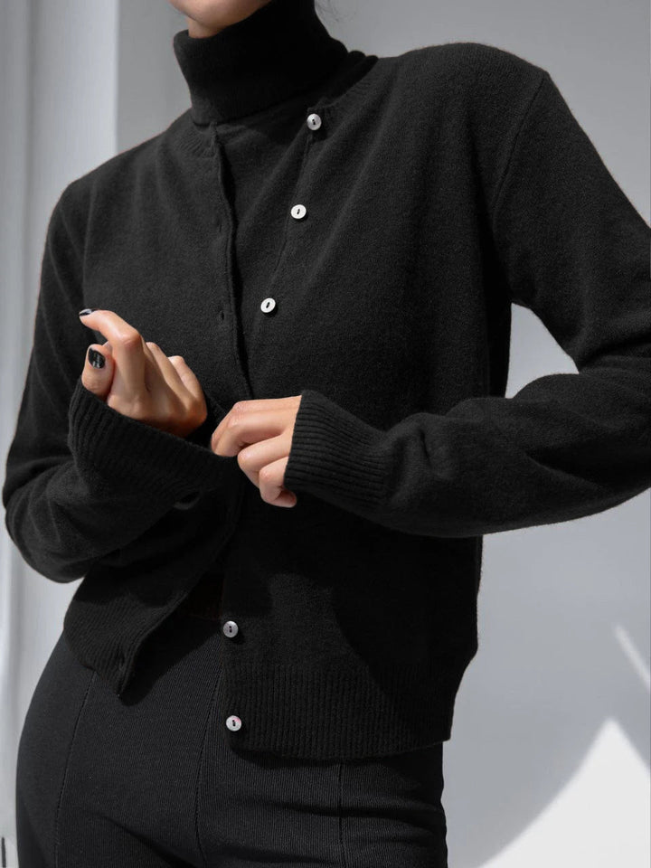 Drune | Damen Strick-Cardigan und Rollkragenpullover Set