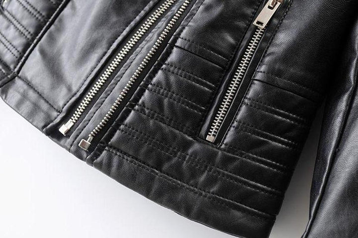 Drune | Asymmetrische Reißverschluss Schwarze PU-Leder Bikerjacke