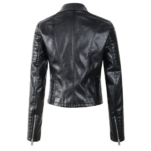 Drune | Asymmetrische Reißverschluss Schwarze PU-Leder Bikerjacke