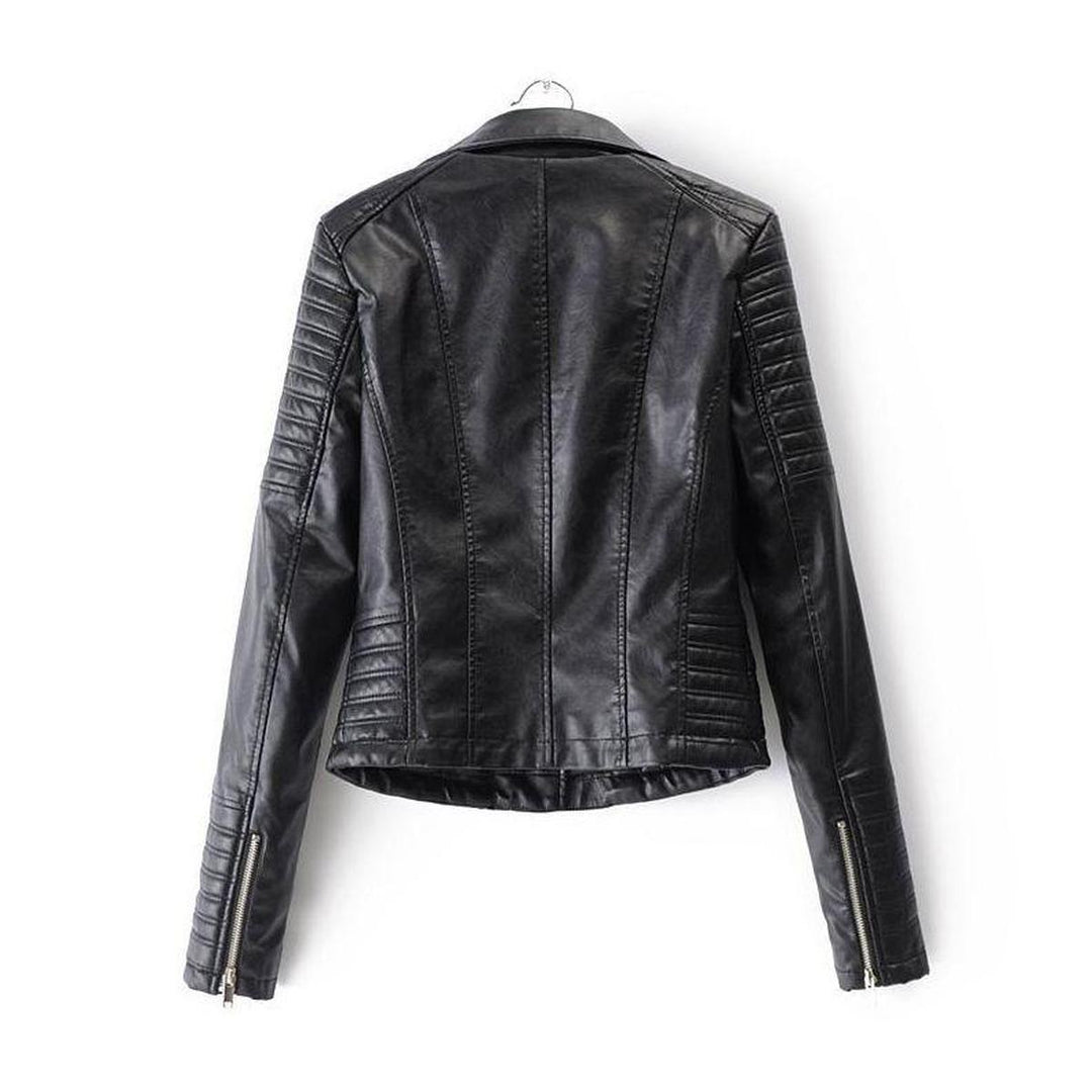 Drune | Asymmetrische Reißverschluss Schwarze PU-Leder Bikerjacke