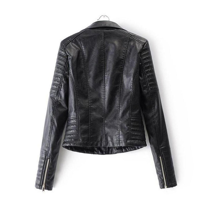 Drune | Asymmetrische Reißverschluss Schwarze PU-Leder Bikerjacke