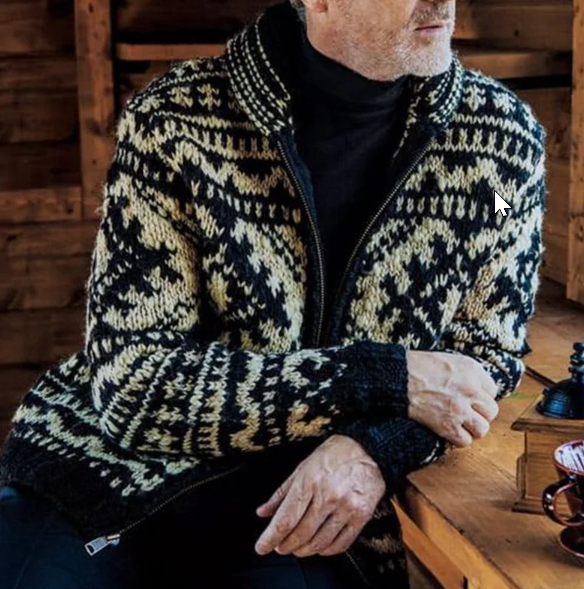 Drune | Winter Herrenpullover aus Wolle mit Reißverschluss