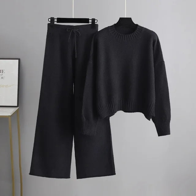 Drune |  Bequemer Oversized-Pullover & weite Strickhose für Damen