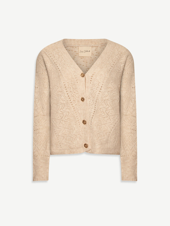 Drune | Ava Damen Lange Strickjacke Stylisches Weißes Strick-Layering-Stück