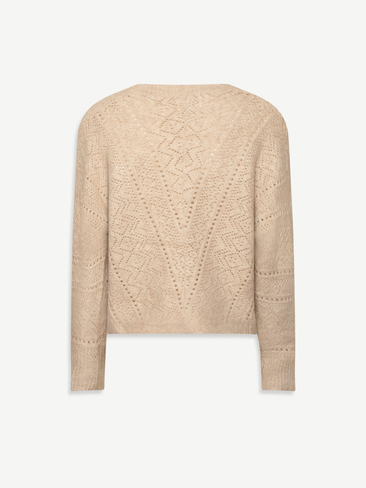Drune | Ava Damen Lange Strickjacke Stylisches Weißes Strick-Layering-Stück