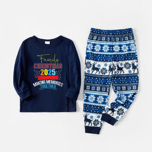 Drune | Freude Blau Weihnachten Pyjama Set Mit Weihnachts Text Muster Edition