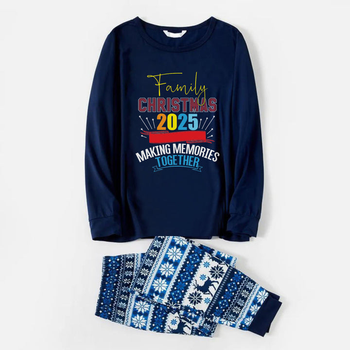 Drune | Freude Blau Weihnachten Pyjama Set Mit Weihnachts Text Muster Edition