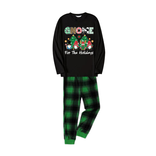 Drune | Weihnachtsfamilienpassende Pyjamas - Schwarzes Oberteil und grüne Karohosen-Pyjama-Set mit 
