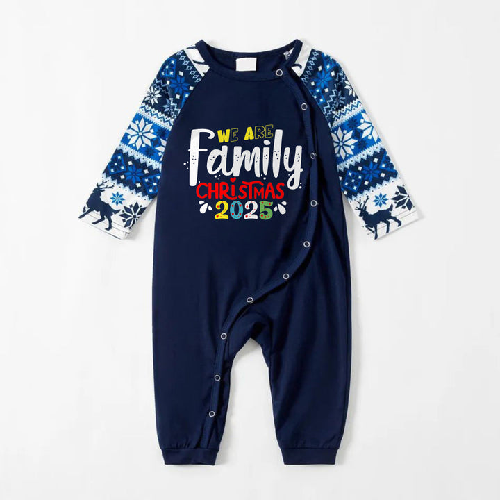 Drune | Fröhliche Blaue Weihnachten Schlafanzug-Set mit Weihnachts-Textmustern