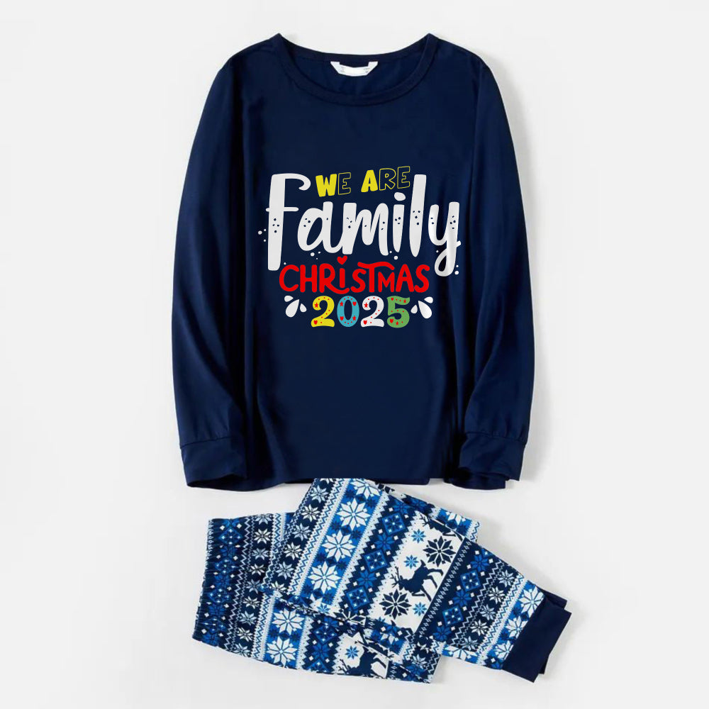 Drune | Fröhliche Blaue Weihnachten Schlafanzug-Set mit Weihnachts-Textmustern