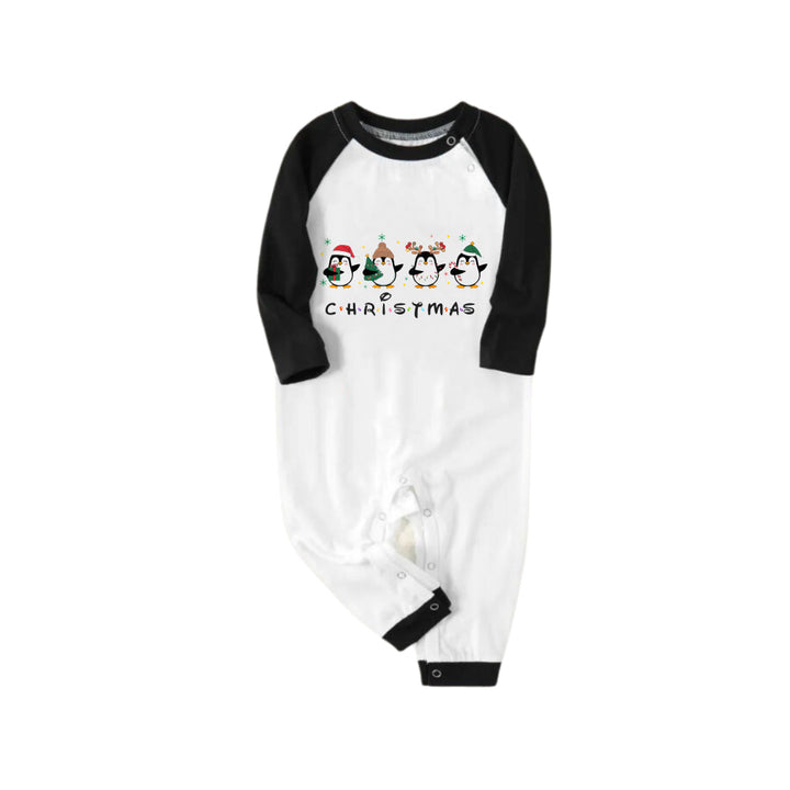Drune | Schwarzes Raglan-Top Grünes Karomuster Weihnachts-Pyjama-Set Mit Pinguin-Druck