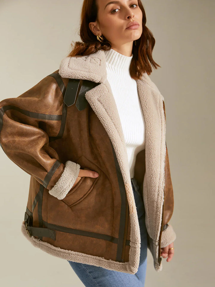 Drune | Gefütterte Wildleder Shearling Flugjacke