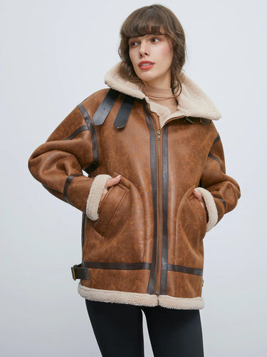 Drune | Gefütterte Wildleder Shearling Flugjacke