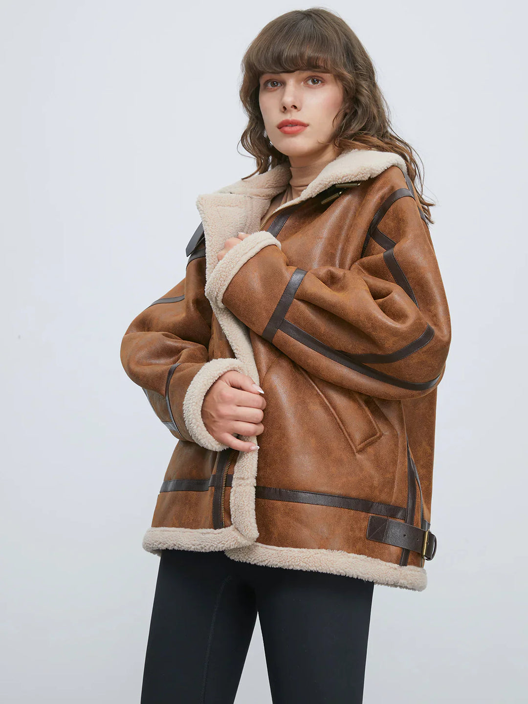 Drune | Gefütterte Wildleder Shearling Flugjacke