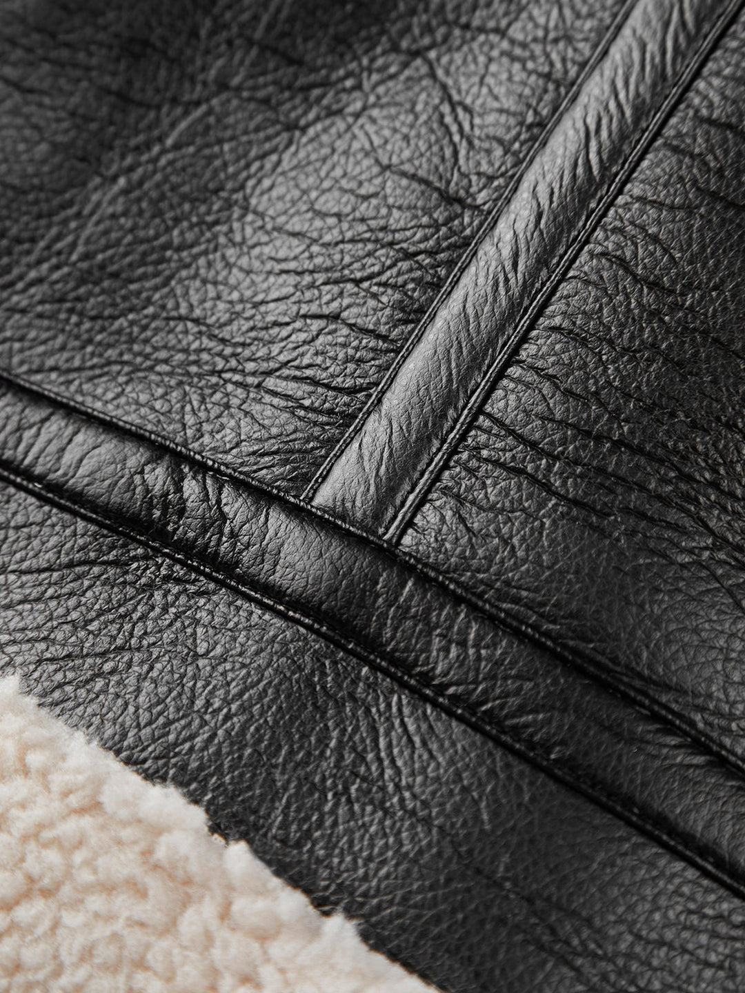 Drune | Leder Fliegerjacke - Schurwolle-Futter Wärme - Schwarz & Weiß Kontrast - Winterstil