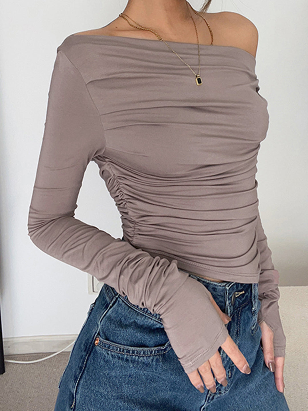 Drune | Off-shoulder Top mit Drapierung Leicht und Elegant Bequeme Passform