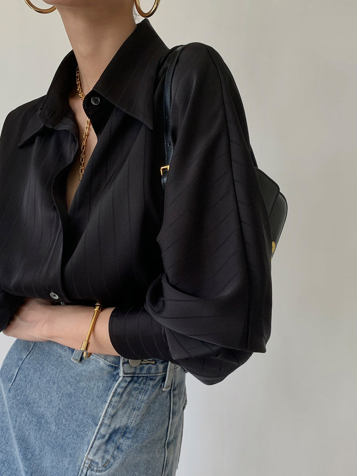 Drune | Satin Hemd mit Ballonärmeln Elegant und Stilvoll Moderner Schnitt