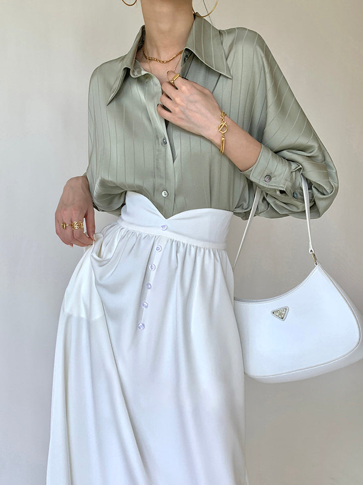 Drune | Satin Hemd mit Ballonärmeln Elegant und Stilvoll Moderner Schnitt