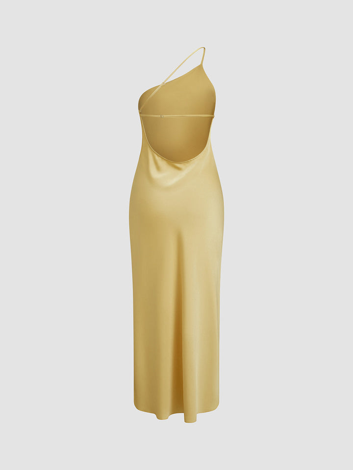 Drune | Satin Maxi Kleid mit Offenem Rücken