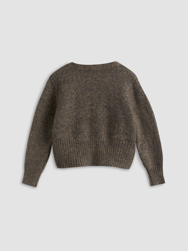 Drune | Cardigan mit Seitlicher Öffnung und Tiefem V-ausschnitt Wollmischung Einfach und Warm