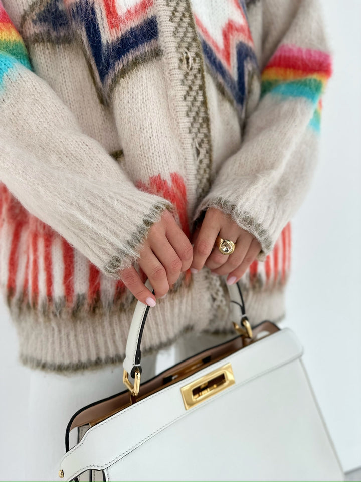 Drune | Cardigan mit Grafischem Muster Mohairmischung Einzigartig und Stilvoll