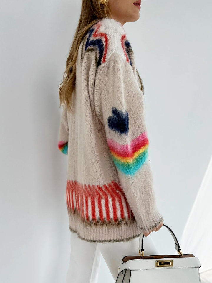 Drune | Cardigan mit Grafischem Muster Mohairmischung Einzigartig und Stilvoll