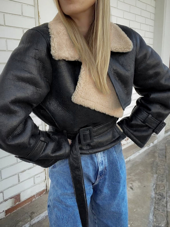 Drune | Blessed Sherpa gefütterte Lammfell Flugjacke