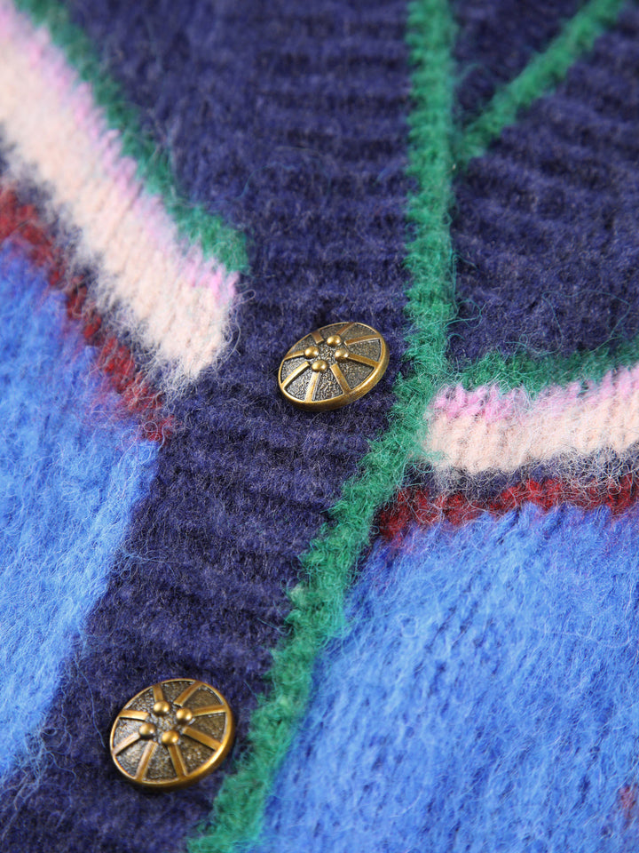 Drune | Cardigan mit Grafischem Muster Mohairmischung Einzigartig und Stilvoll