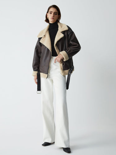 Drune | Braune Lederfliegerjacke für Damen