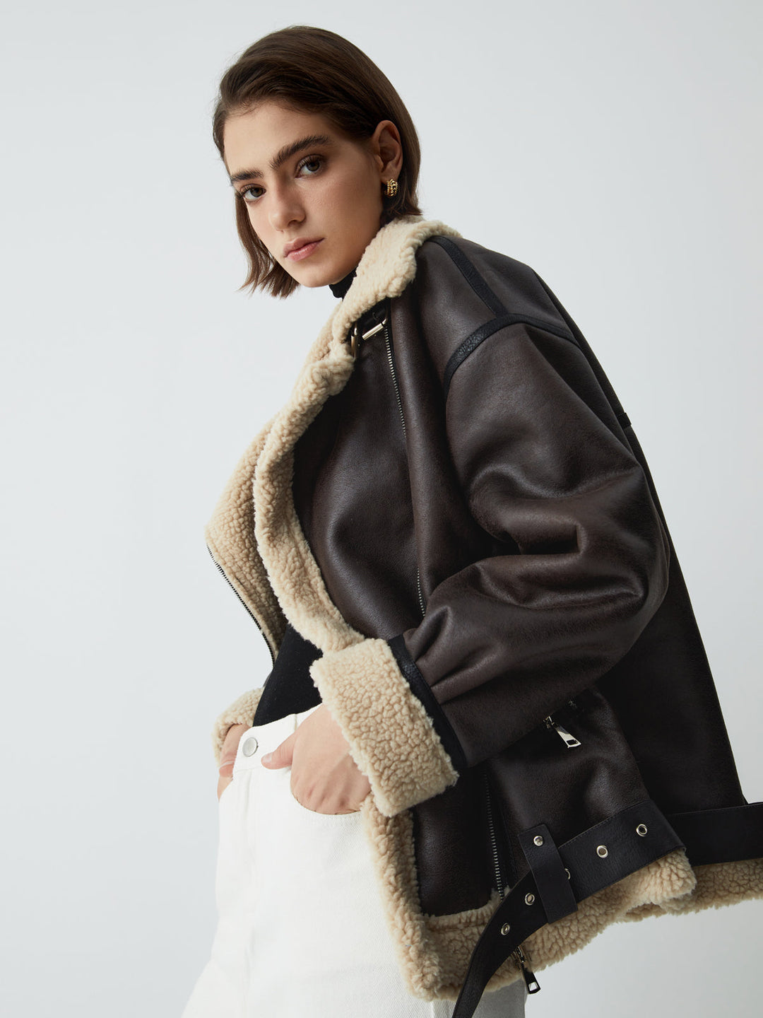 Drune | Sherpa-gefütterte Schaffell-Fliegerjacke