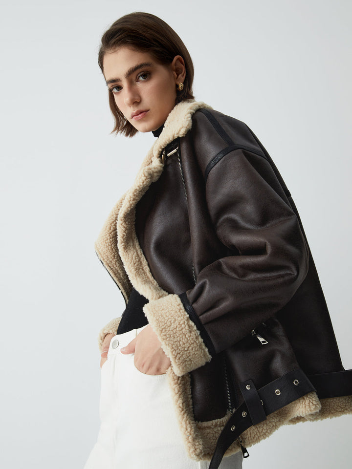 Drune | Sherpa-gefütterte Schaffell-Fliegerjacke