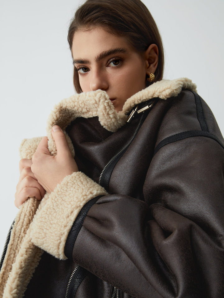 Drune | Sherpa-gefütterte Schaffell-Fliegerjacke