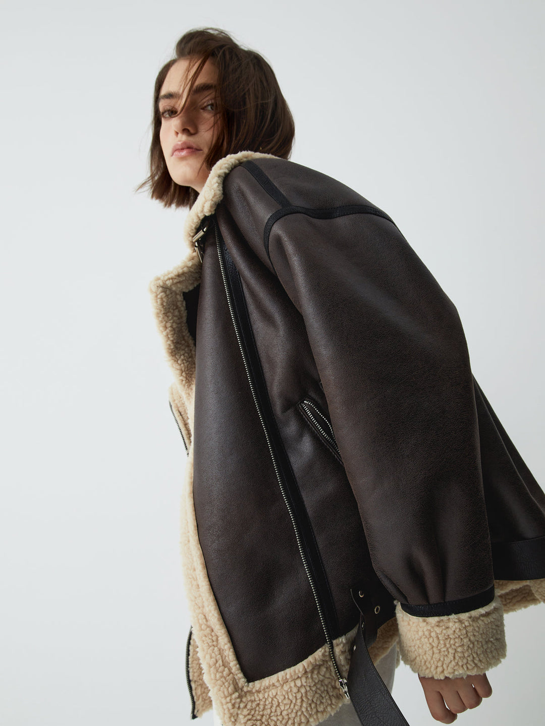 Drune | Sherpa-gefütterte Schaffell-Fliegerjacke