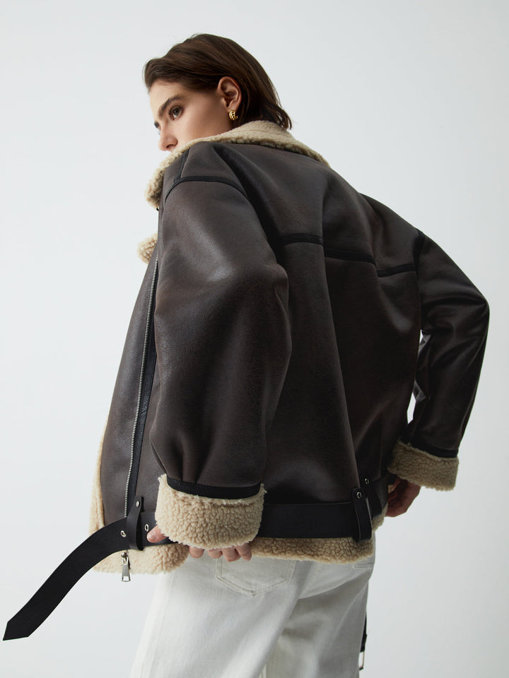 Drune | Sherpa-gefütterte Schaffell-Fliegerjacke