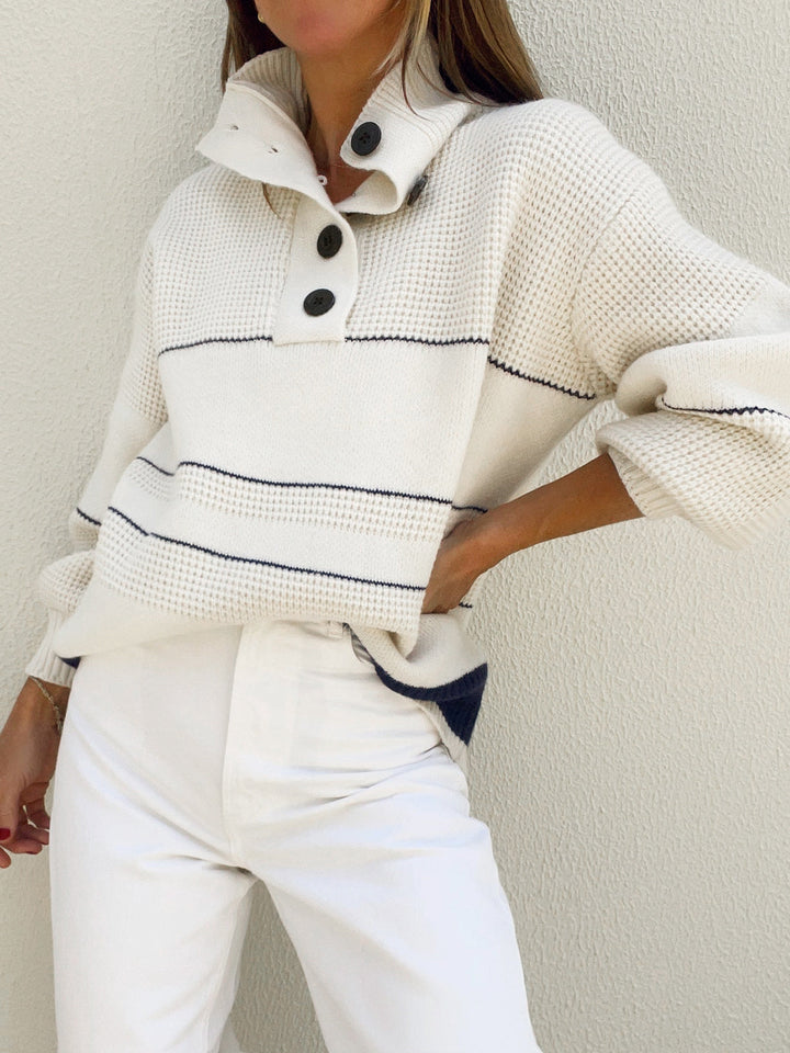 Drune | Gestickter Pullover mit Knöpfen Baumwolle Klassisch und Komfortabel