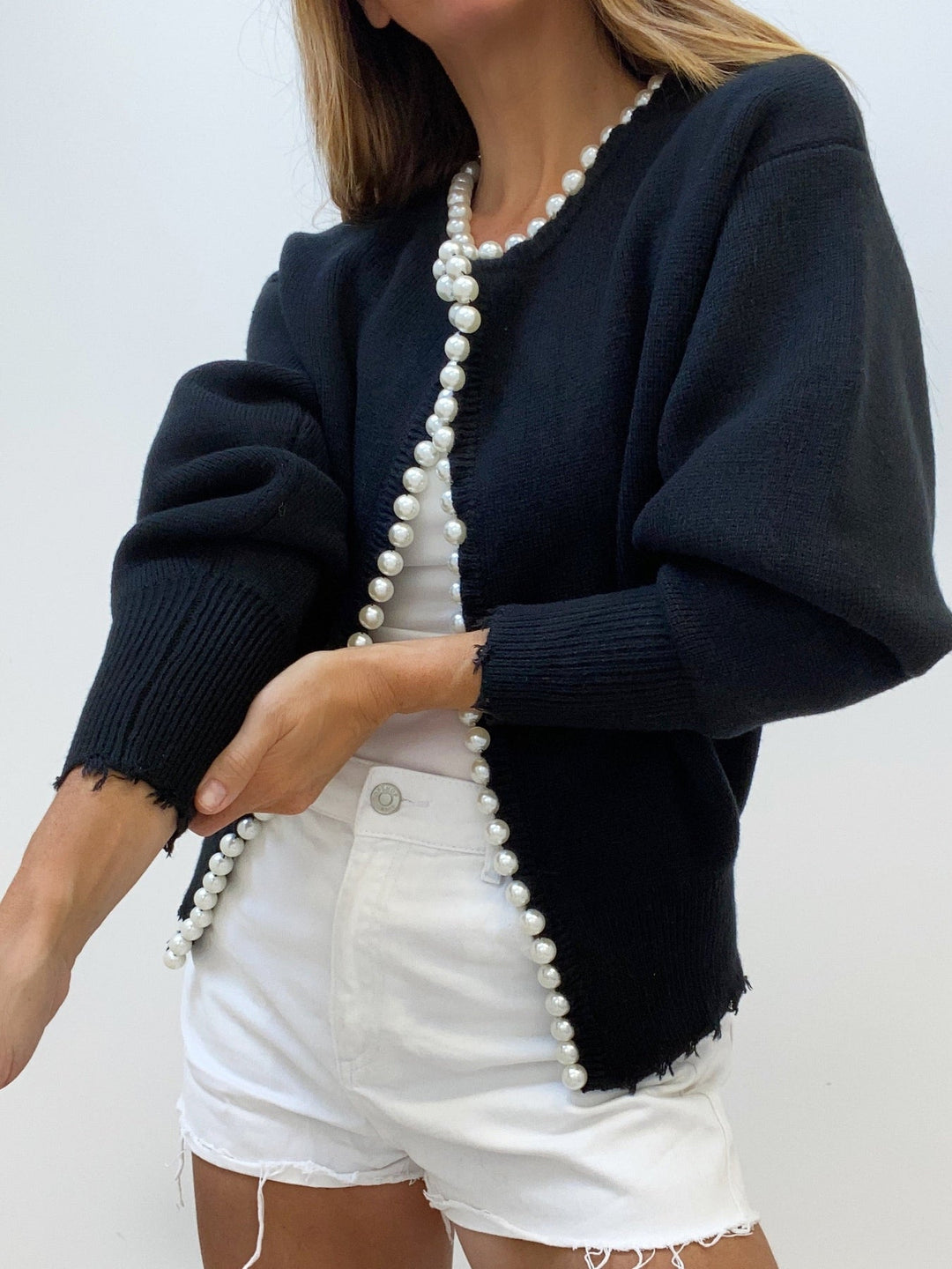 Drune | Cardigan mit Perlendetails Baumwollmischung Elegant und Feminin