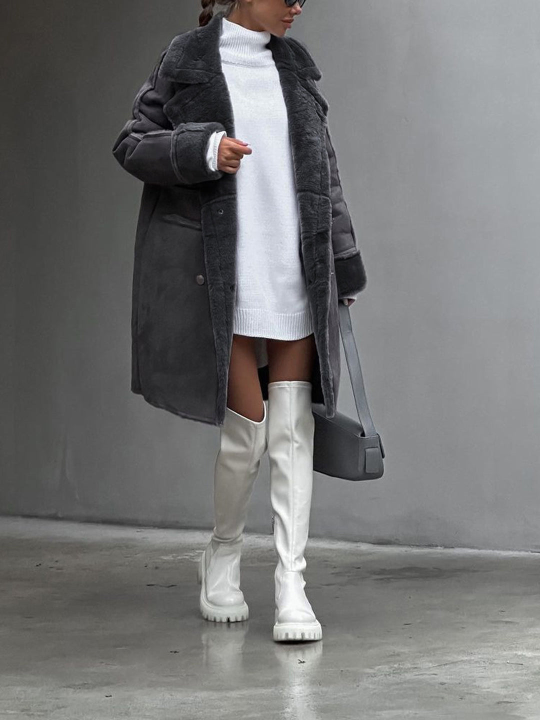 Drune | Lange Teddyjacke Kunstpelz Warm und Modern