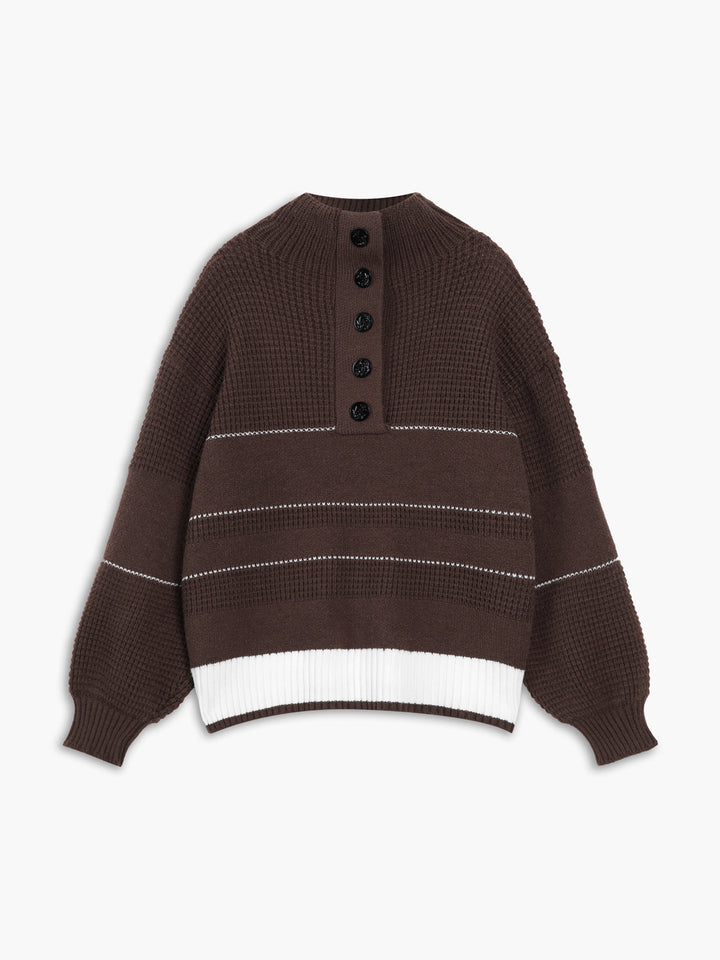 Drune | Gestickter Pullover mit Knöpfen Baumwolle Klassisch und Komfortabel