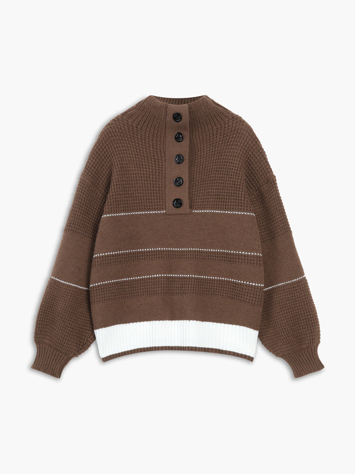 Drune | Gestickter Pullover mit Knöpfen Baumwolle Klassisch und Komfortabel