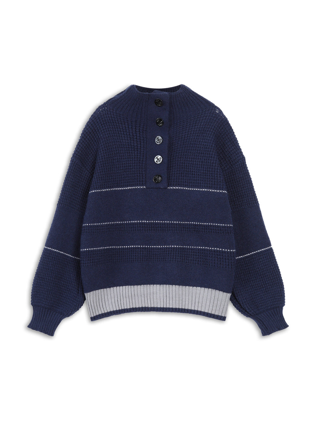 Drune | Gestickter Pullover mit Knöpfen Baumwolle Klassisch und Komfortabel
