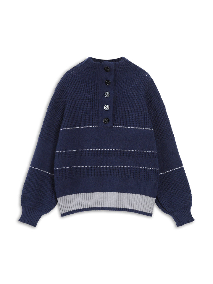 Drune | Gestickter Pullover mit Knöpfen Baumwolle Klassisch und Komfortabel